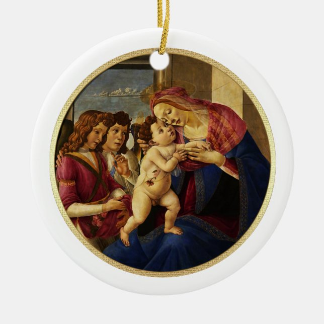 Madonna von Botticelli. Weihnachtsgeschenk Keramikornament (Vorne)