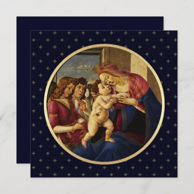 Madonna von Botticelli. Weihnachtskarten Feiertagskarte (Vorne/Hinten)