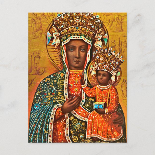 Madonna von Czestochowa Polnisch Katholische Maria Postkarte (Vorderseite)