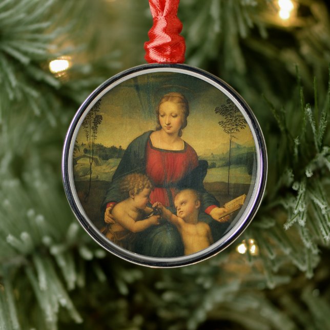 Madonna von Goldfinch von Raphael Sanzio Ornament Aus Metall (Baum)