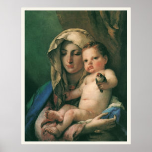 Madonna von Goldfinch von Tiepolo, Vintage Kunst Poster