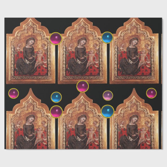 MADONNA VON HUMILITY Colorful Edelsteine Weihnacht Geschenkpapier (Flach)