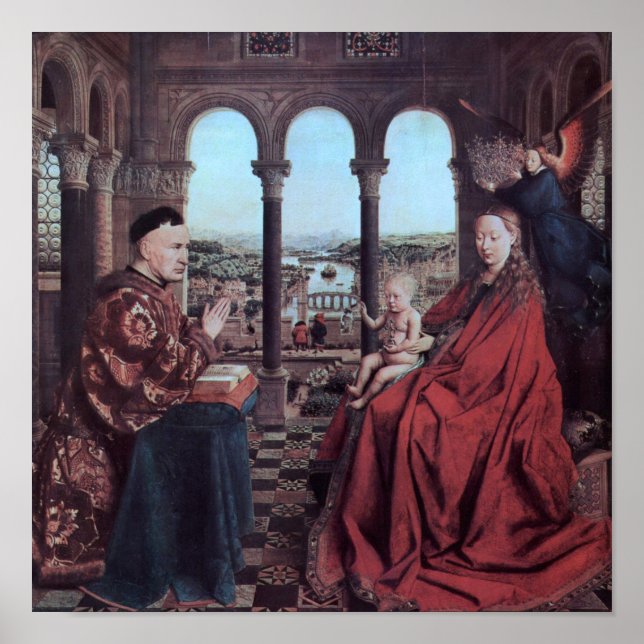 Madonna von Kanzler Rolin von Van Eyck - Poster (Vorne)