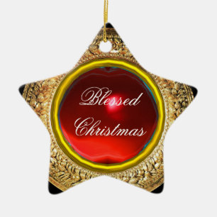 Madonna von Magnificat / Ruby Gemstone Star Keramik Ornament