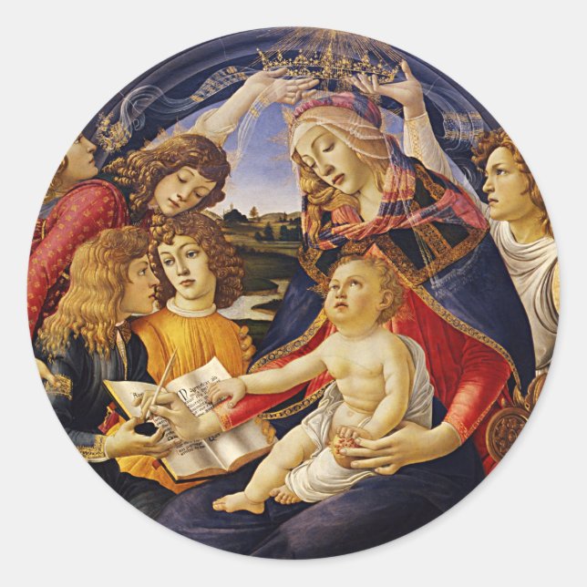Madonna von Magnificat von Sandro Botticelli Runder Aufkleber (Vorderseite)
