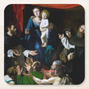 Madonna von Rosary, Caravaggio Rechteckiger Pappuntersetzer