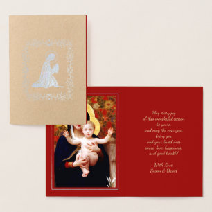 Madonna von W.Bouguereau Luxus Weihnachten Real Folienkarte