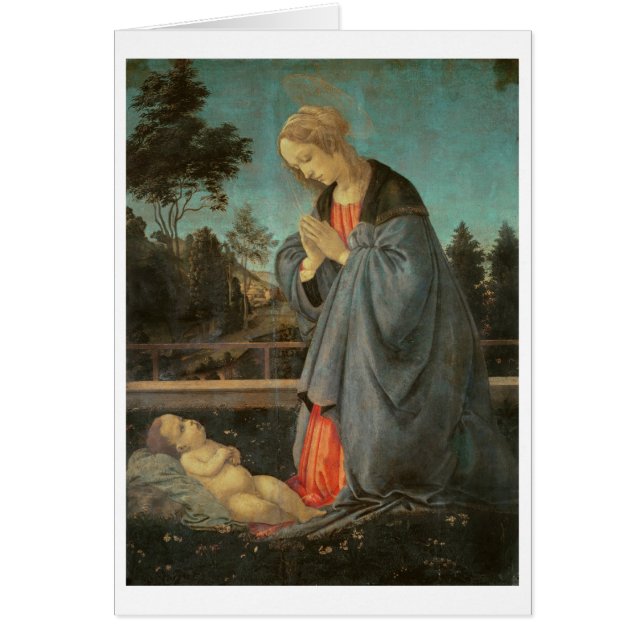 Madonna, welches das Kind, c.1477-80 anbetet (Öl (Vorne)