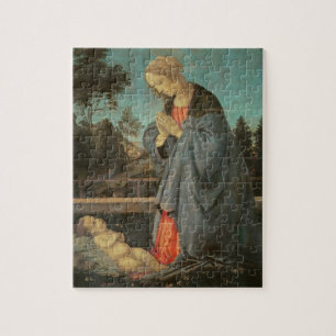 Madonna, welches das Kind, c.1477-80 anbetet (Öl Puzzle