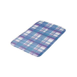 Madras Kariert Blau und Lila Badematte