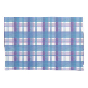 Madras Kariert Blau und Lila Kissenbezug