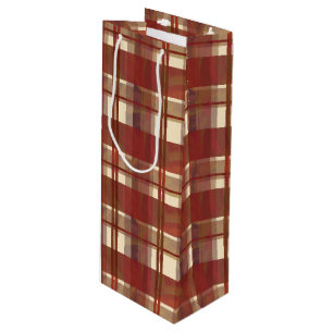 Madras Kariert Fall Red Geschenktüte Für Weinflaschen