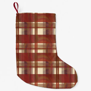 Madras Kariert Fall Red Kleiner Weihnachtsstrumpf