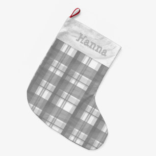 Madras Kariert Gray Großer Weihnachtsstrumpf