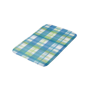 Madras Kariert Green und Blue Badematte