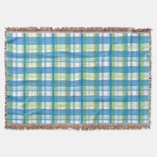 Madras Kariert Green und Blue Decke (Vorderseite)