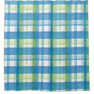 Madras Kariert Green und Blue Duschvorhang