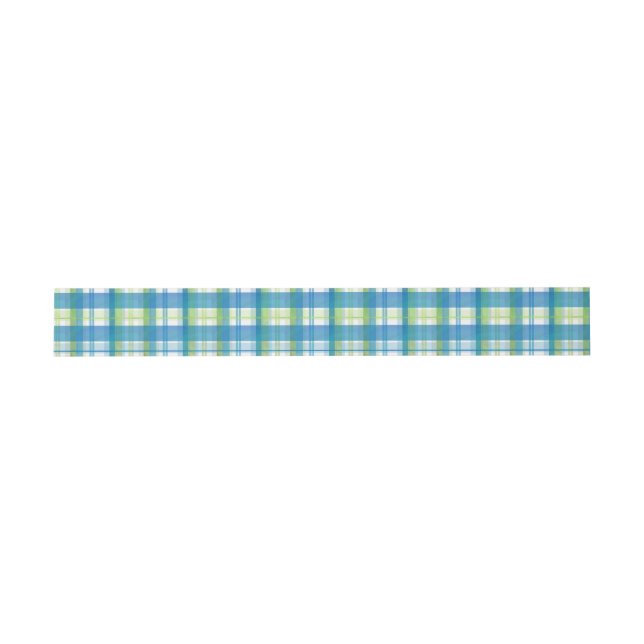 Madras Kariert Green und Blue Einladungsbanderole (Flach)