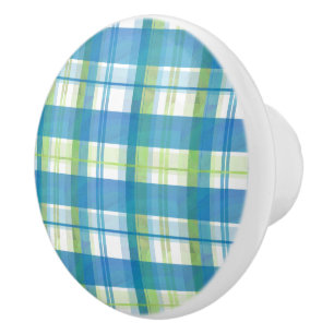 Madras Kariert Green und Blue Keramikknauf