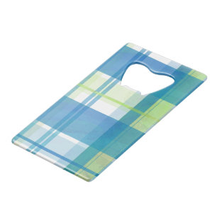 Madras Kariert Green und Blue Kreditkarten Flaschenöffner