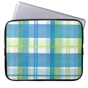 Madras Kariert Green und Blue Laptopschutzhülle