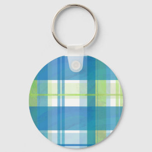 Madras Kariert Green und Blue Schlüsselanhänger
