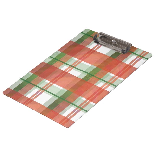 Madras Karierte Weihnachten Klemmbrett (Schrägansicht)