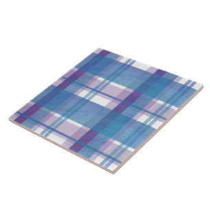 Madras-Karo Blau und Purpur Fliese