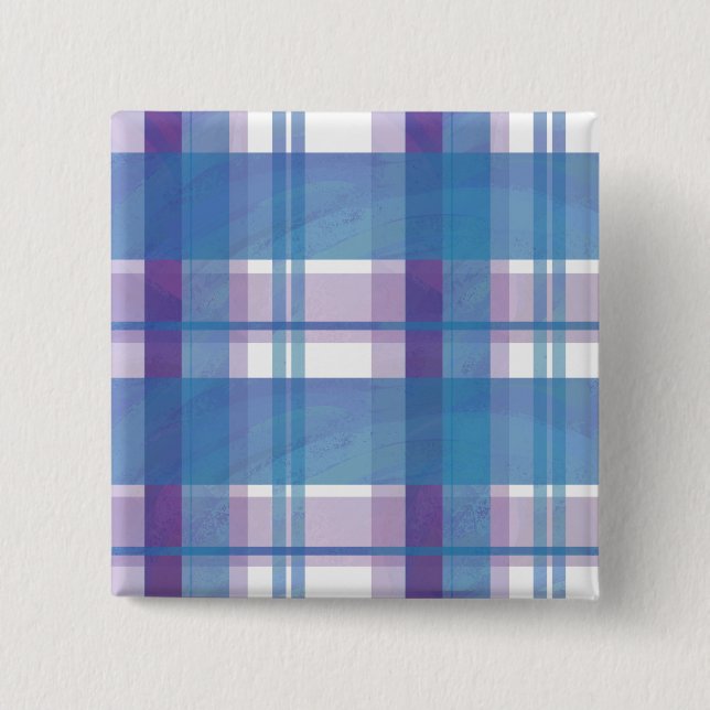 Madras-Karo Blau und Violett Button (Vorderseite)