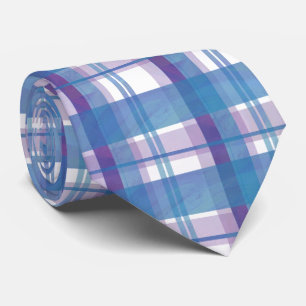 Madras-Karo Blau und Violett Krawatte