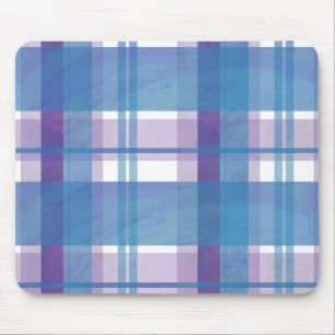 Madras-Karo Blau und Violett Mousepad