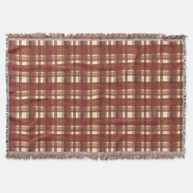 Madras-Karo Fallrot Decke (Vorderseite)