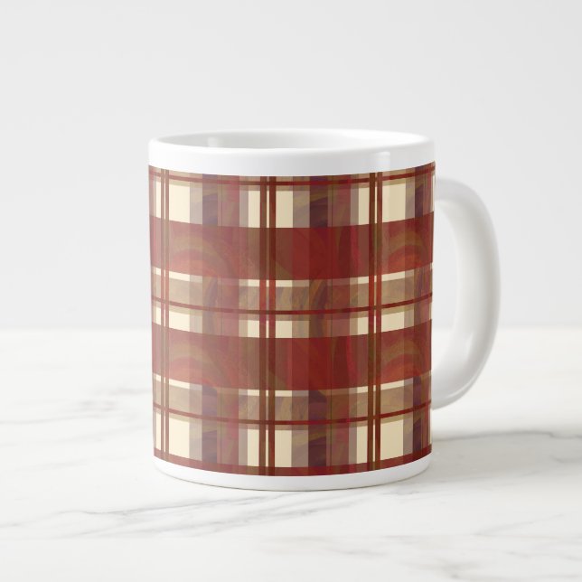 Madras-Karo Fallrot Jumbo-Tasse (Vorderseite Rechts)