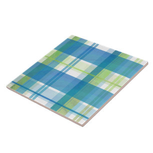 Madras-Karo Grün und Blau Fliese