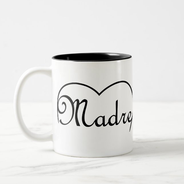 Madre Italian Mother heart Zweifarbige Tasse (Links)