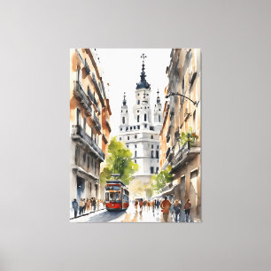 Madrid Aquarellkunst Leinwanddruck