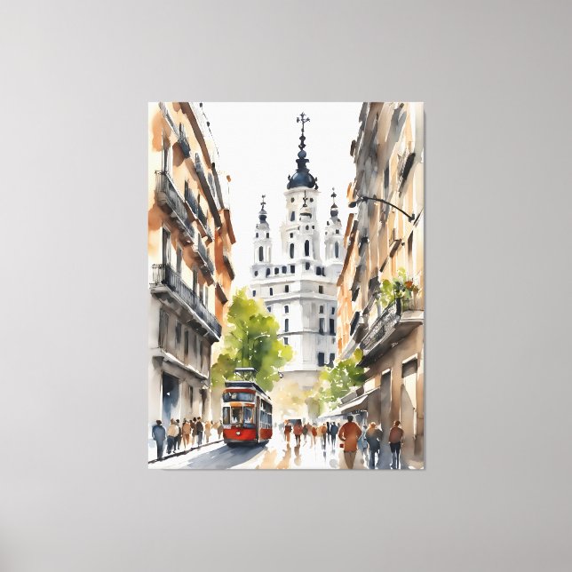 Madrid Aquarellkunst Leinwanddruck (Vorderseite)