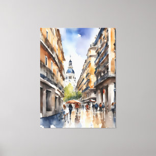 Madrid Aquarellkunst Leinwanddruck