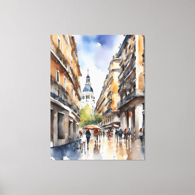 Madrid Aquarellkunst Leinwanddruck (Vorderseite)