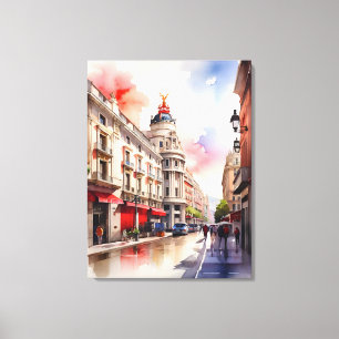 Madrid Aquarellkunst Leinwanddruck