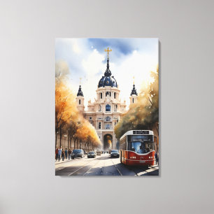Madrid Aquarellkunst Leinwanddruck