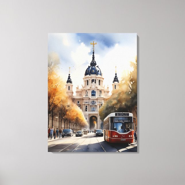 Madrid Aquarellkunst Leinwanddruck (Vorderseite)