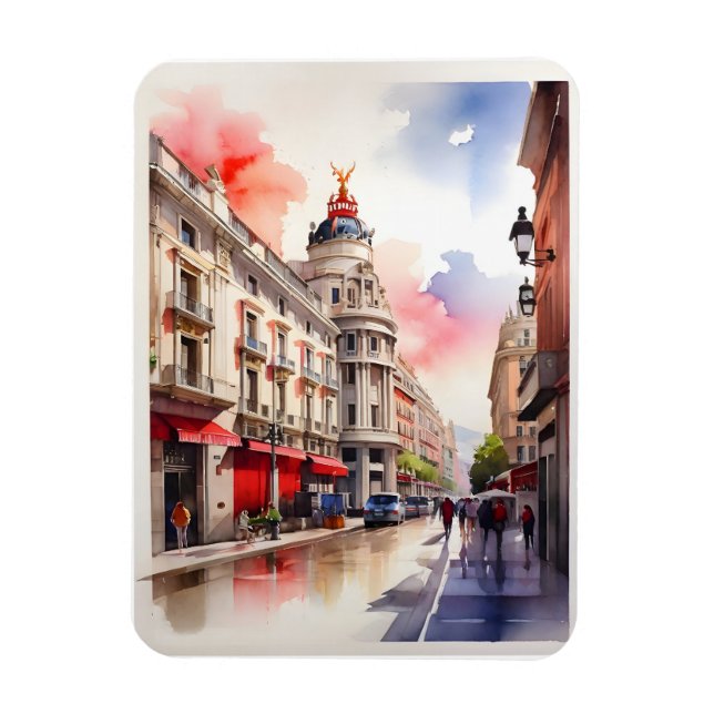 Madrid Aquarellkunst Magnet (Vertikal)