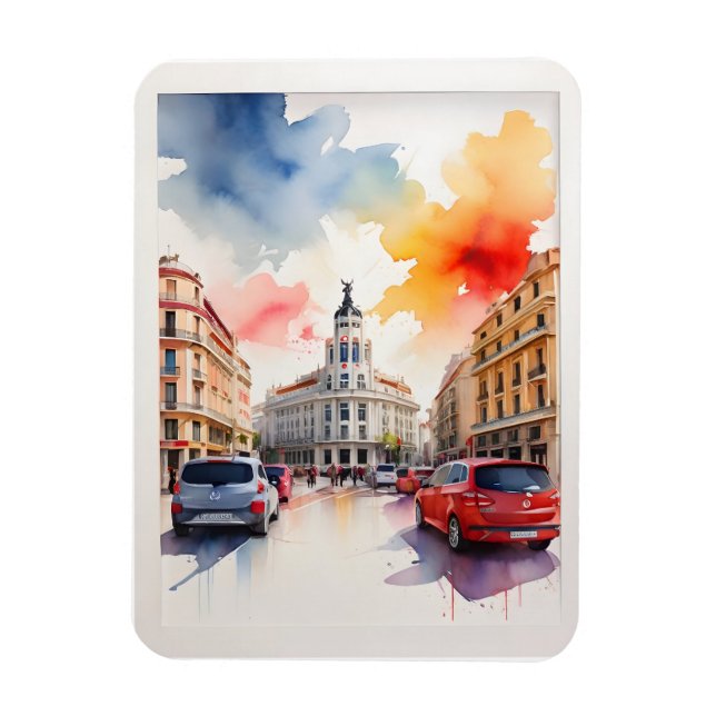 Madrid Aquarellkunst Magnet (Vertikal)