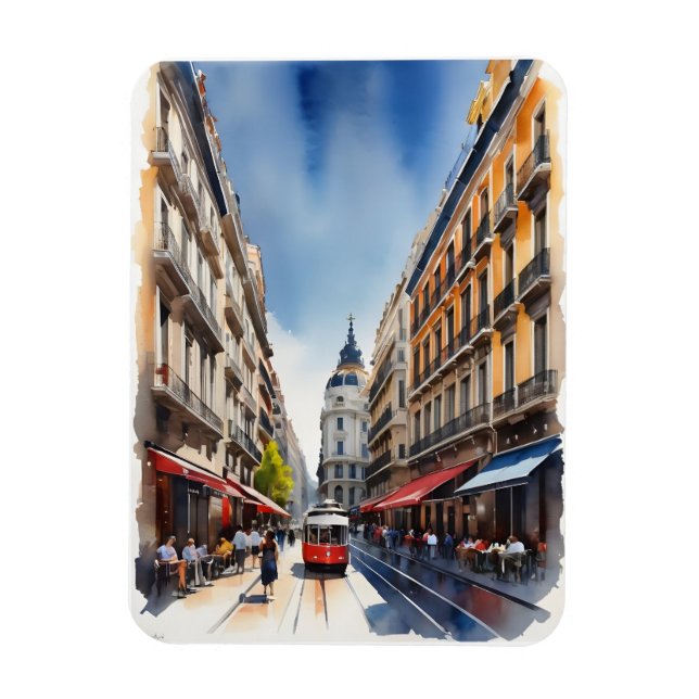 Madrid Aquarellkunst Magnet (Vertikal)