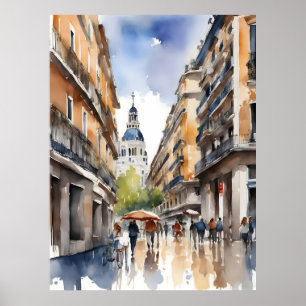 Madrid Aquarellkunst Poster