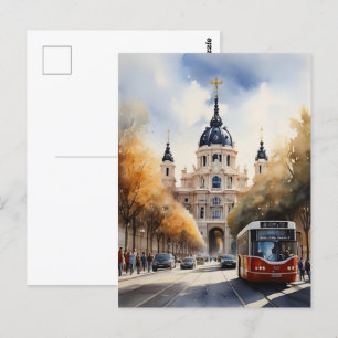 Madrid Aquarellkunst Postkarte