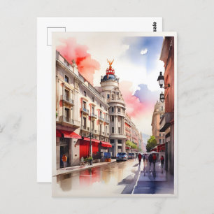 Madrid Aquarellkunst Postkarte