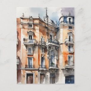 Madrid Aquarellkunst Postkarte