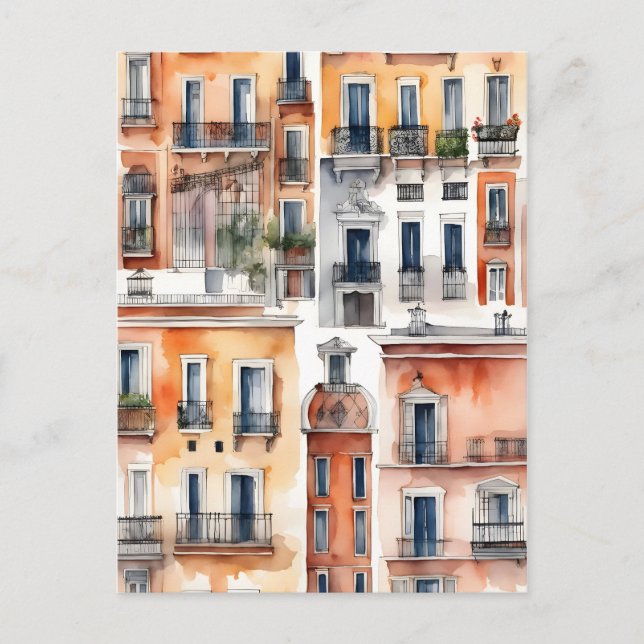 Madrid Aquarellkunst Postkarte (Vorderseite)